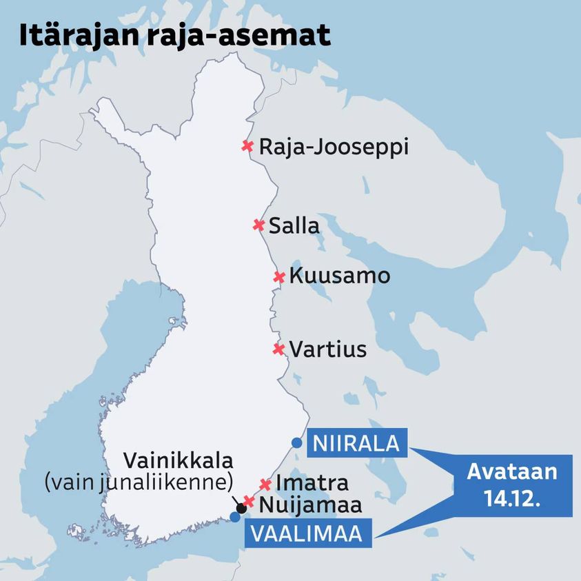 Сегодня были открыты пограничные переходы Ваалимаа и Ниирала. Ваалимаа открылась в полночь, станция Ниирала — утром